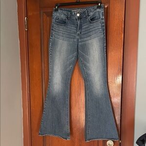 American Eagle Outfitters Women's Dark Blue Wide Leg Jeans